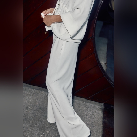 ZARA 2 PIECES SET GATHERED KIMONO SHIRT AND CREPE WIDE LEG PANTS SIZE XS/S - Picture 7 of 15